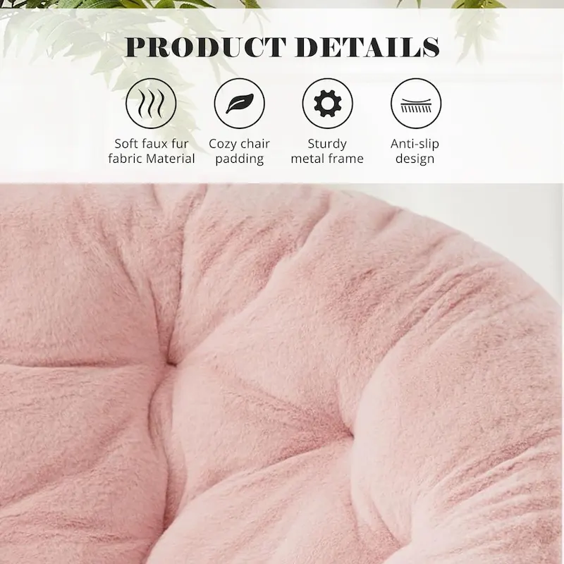 Foldable Saucer Chair with Faux Fur Cushion
