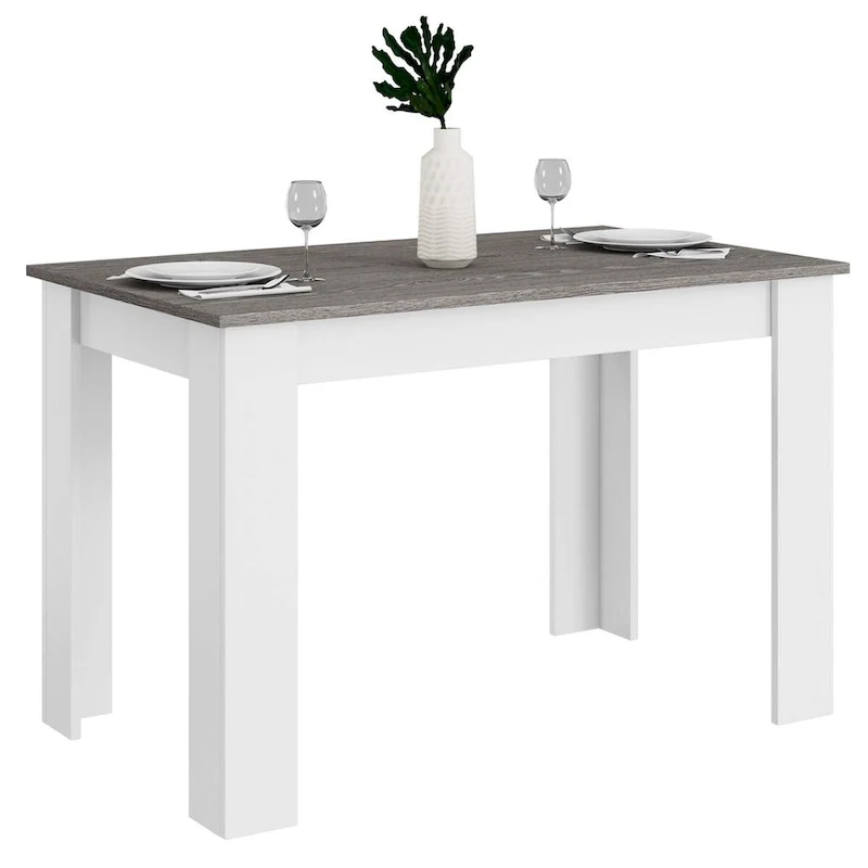 Costway 5 PCS Dining Set Modern Rectangle Table & 4 Rubber Wood Chairs