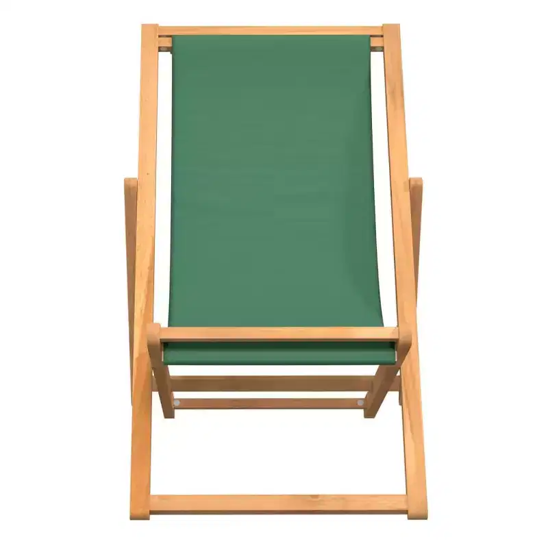 vidaXL Beach Chair Solid Teak wood, fabric Foldable Beach Chair