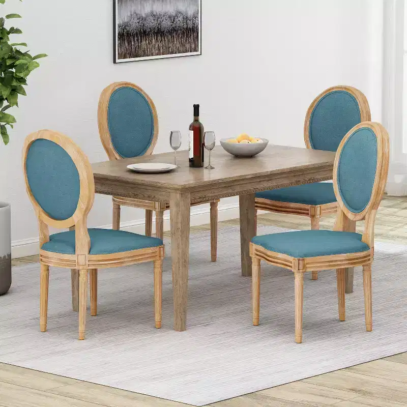 GDFStudio Newman Traditional Upholstered Rubberwood Dining Chairs (Set of 4)