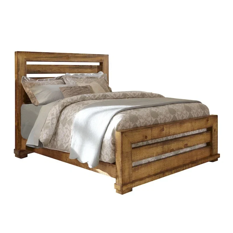 Distressed Pine Slat Bed