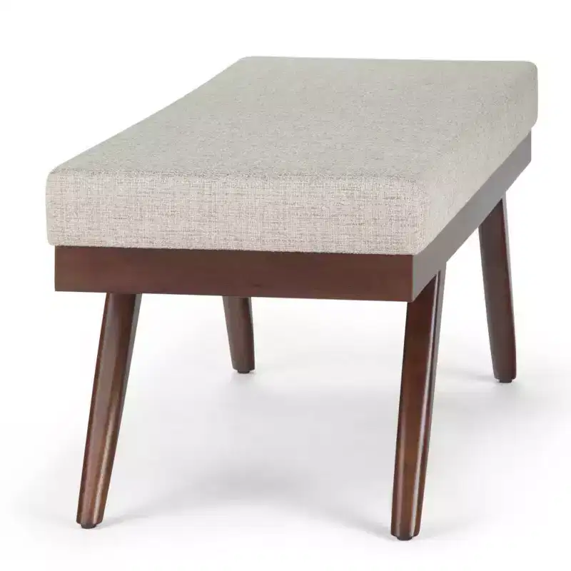 48 Nadine Mid Century Ottoman Bench Faux Air Leather - Wyndenhall