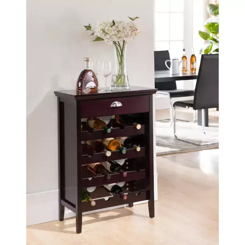 Wood Buffet Wine Rack Cabinet with Drawer, Dark Cherry