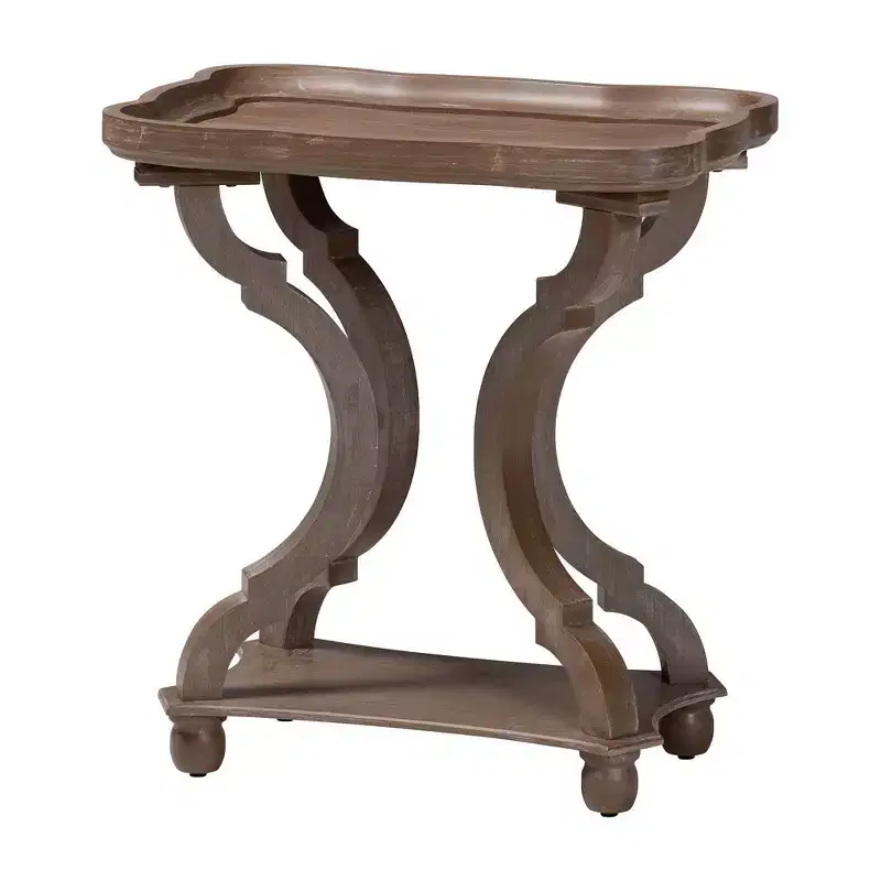 Wood End Table, Antique Brown, Mid-Century Style Side Table for Living Room & Bedroom