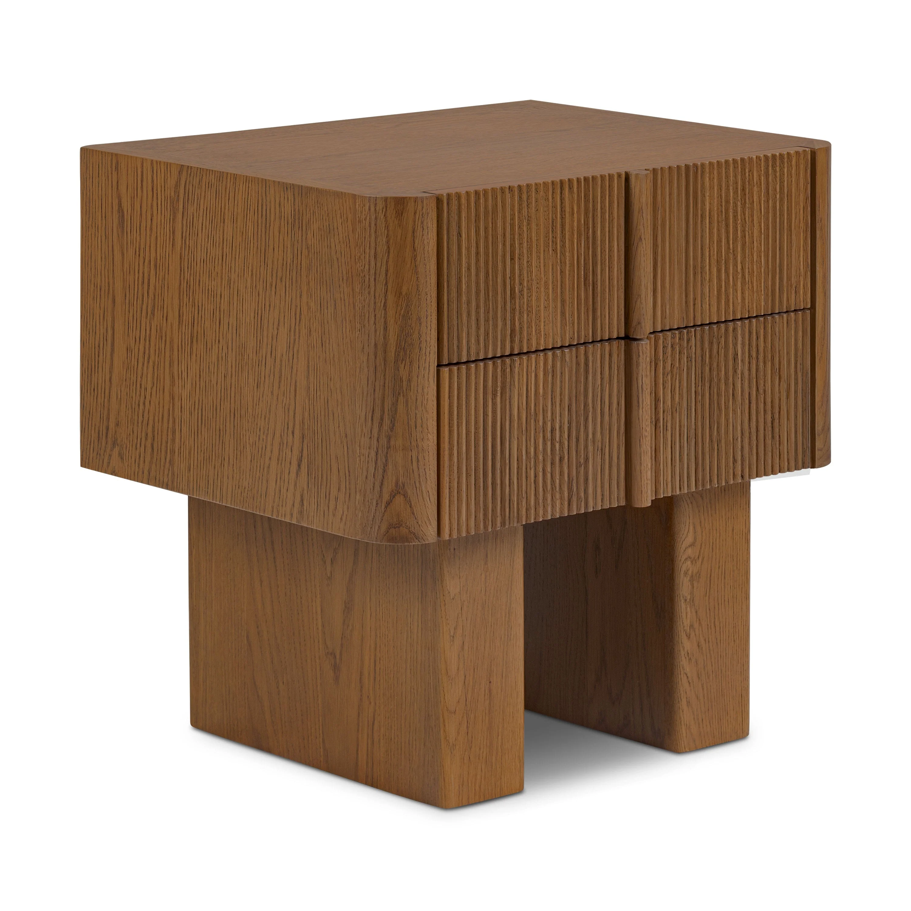 Modern Reposado Oak Oak Wood Nightstand for Bedroom