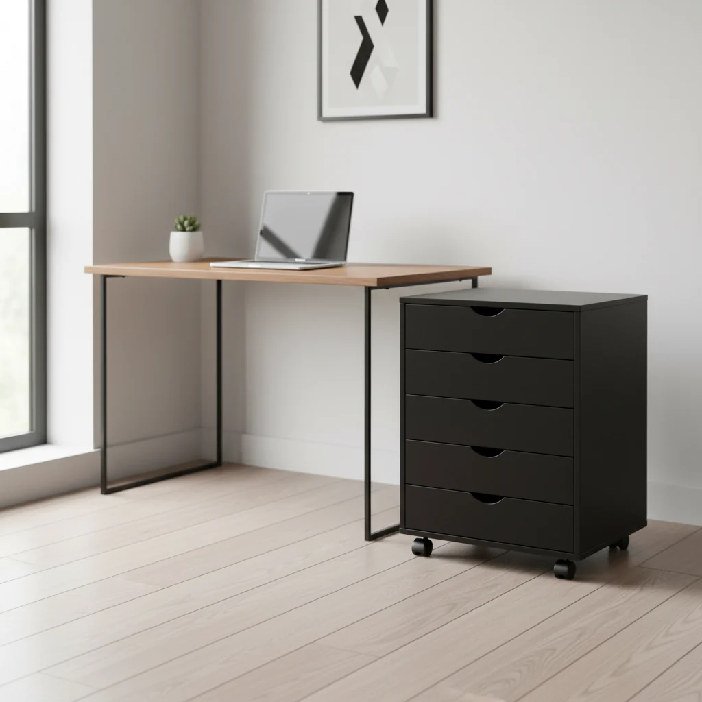 5 Drawer Chest - Storage Cabinets Dressers Wood Dresser Cabinet with Wheels Mobile Organizer Drawers for Office
