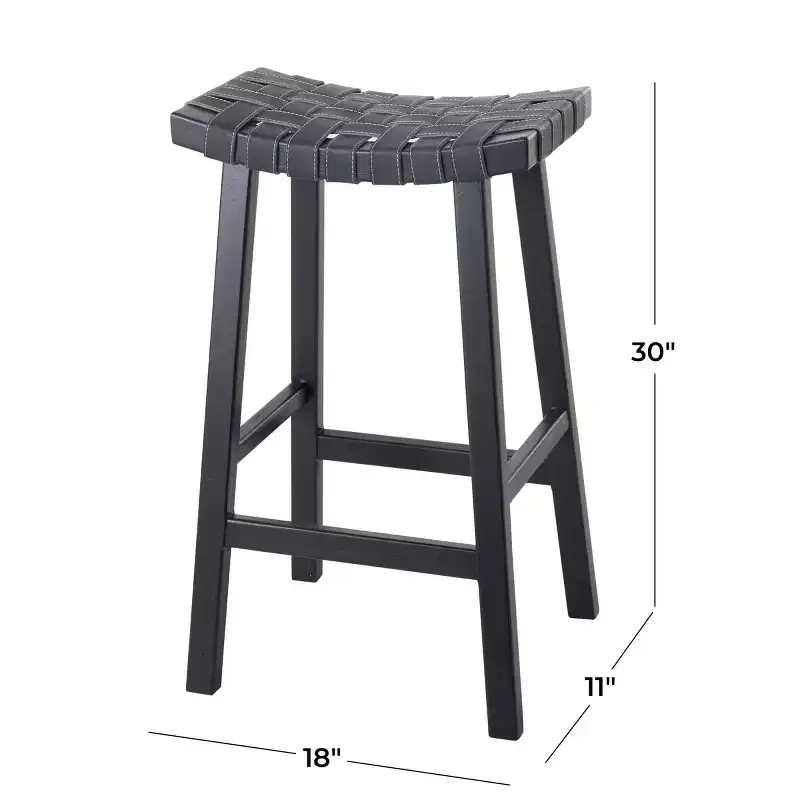 Rustic Birch Barstool Black - Olivia & May: 30 Fixed Height, Wood Frame, Spot Clean