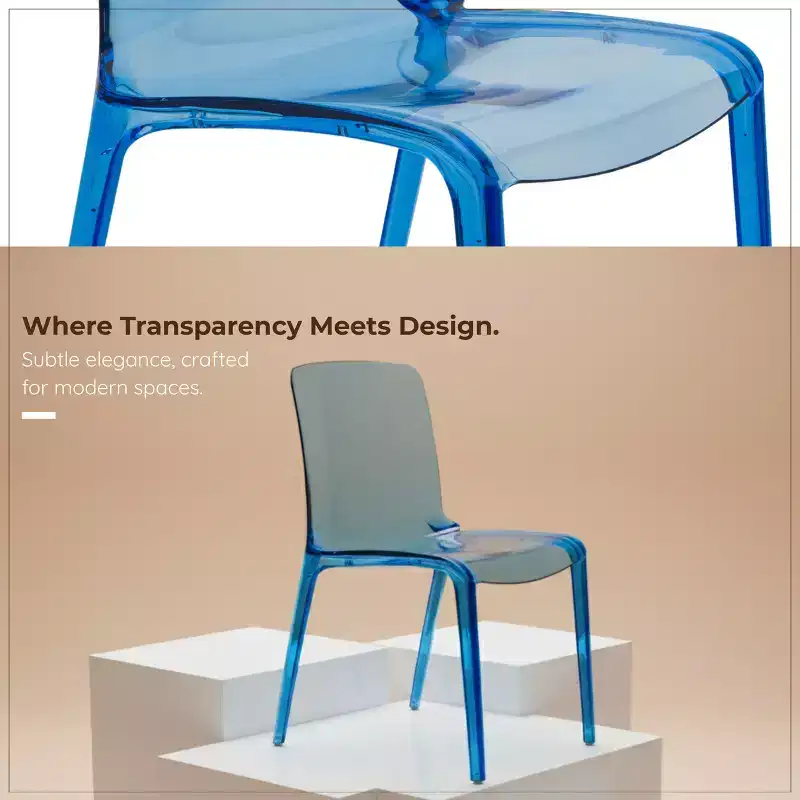 Clear Acrylic Dining Chair Set of 2 Stackable Waterfall Edge Lightweight 275 lbs