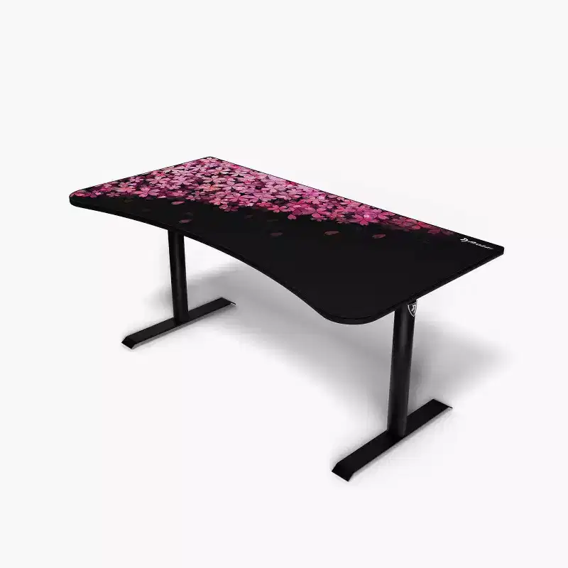 Arozzi Special Edition Ultrawide Curved Gaming and Office Desk and Washable Mouse Pad and 3 Custom Monitor Mount Cut Outs with Cable Management Flower