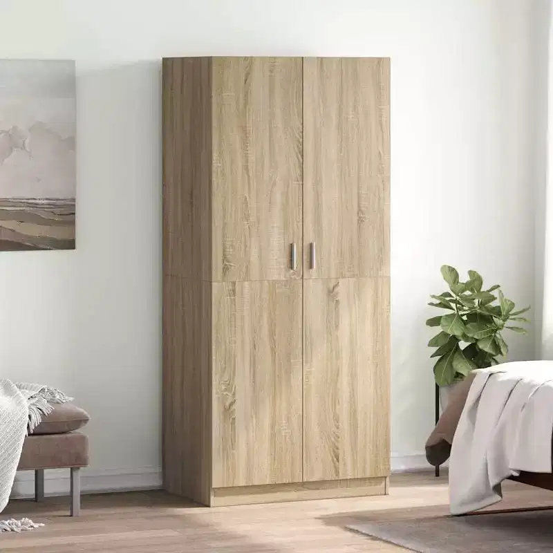 Compact Wardrobe with Hanging Rod, Sonoma Oak Engineered Wood, 70.9