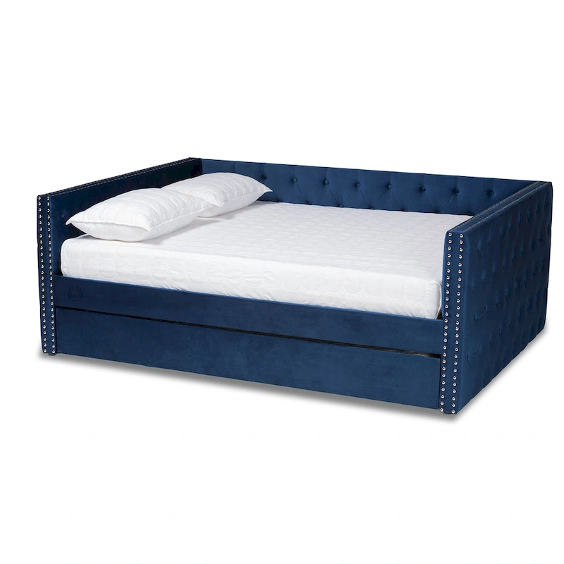 Larkin Modern Velvet Fabric Upholstered Daybed with Trundle