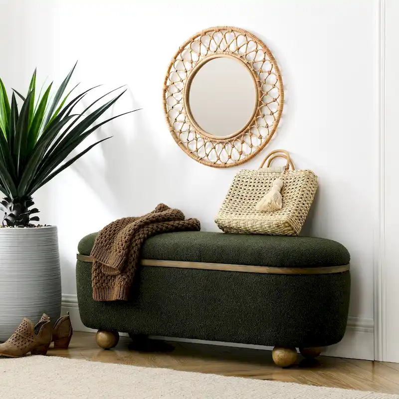 Storage Ottoman Bench, Upholstered End of Bed Ottoman Bench with Storage and Seating, Large Blanket Storage Bench for Foot Rest