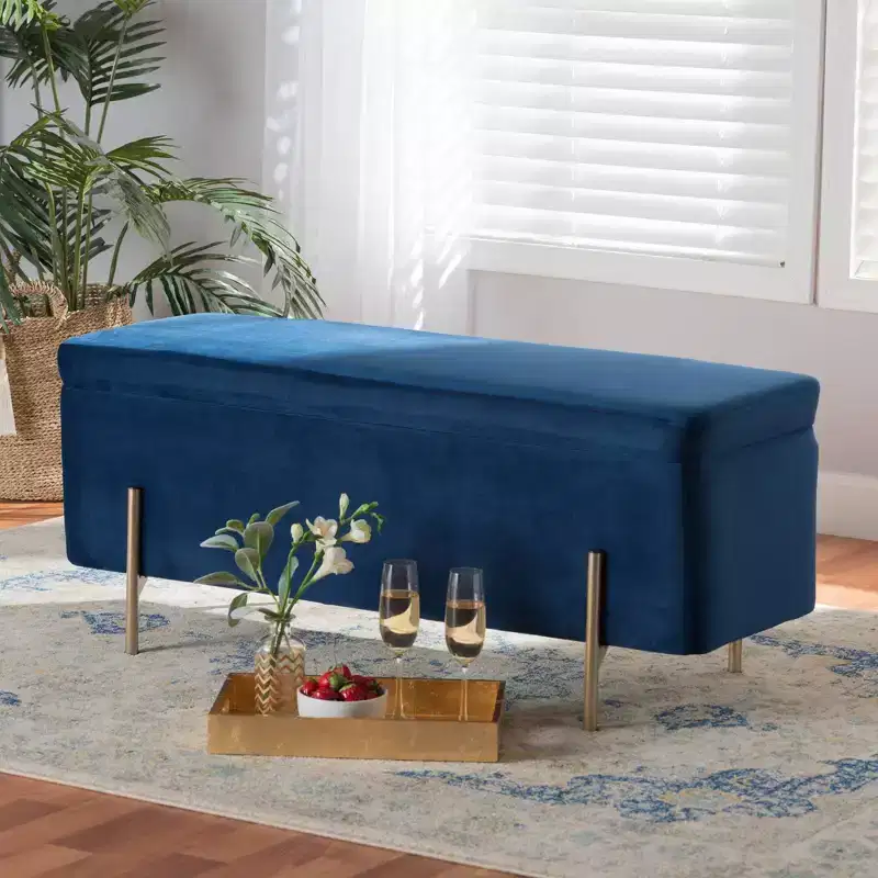 Velvet Metal Storage Bench