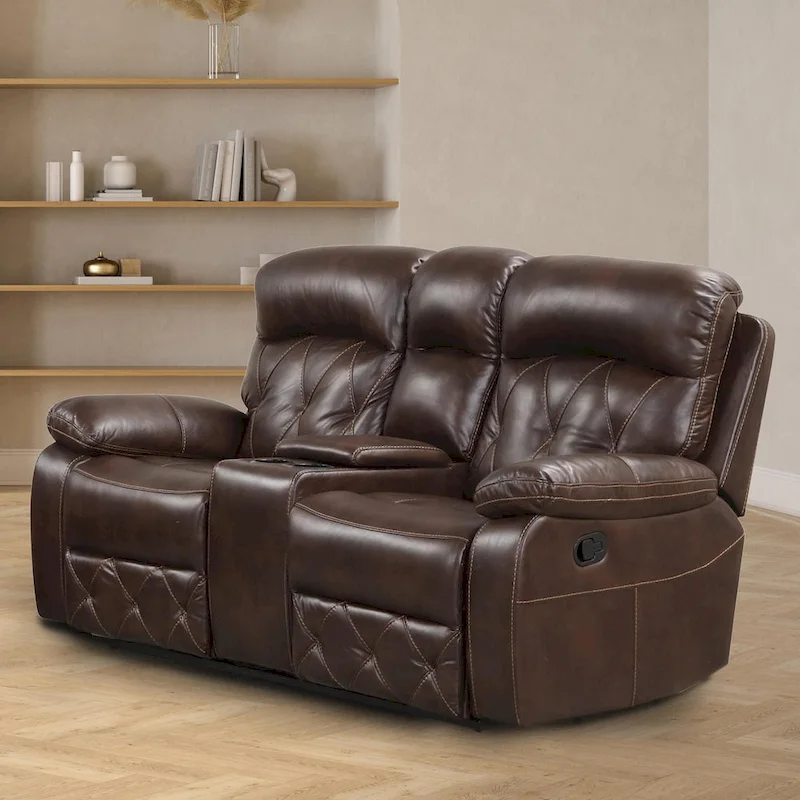 Owen 3-Piece Brown Breathable Leather Manual Reclining Sofa Set