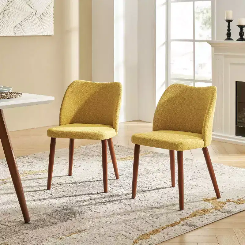Elisa Mid-century Modern Upholstered Dining Chair Set of 2| ART OF LIVING DESIGNS