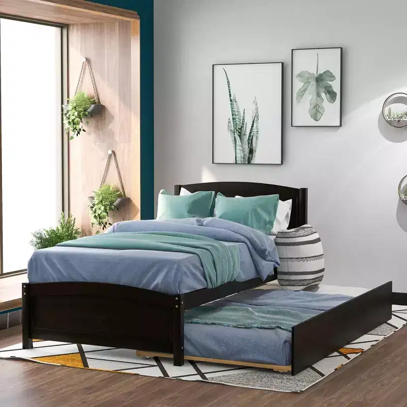 Twin size Platform Bed with Trundle Espresso