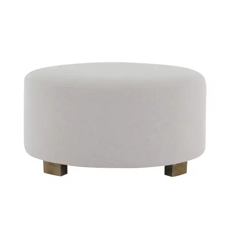 Christopher Knight Home Elsu Modern Rubberwood Upholstered Round Ottoman