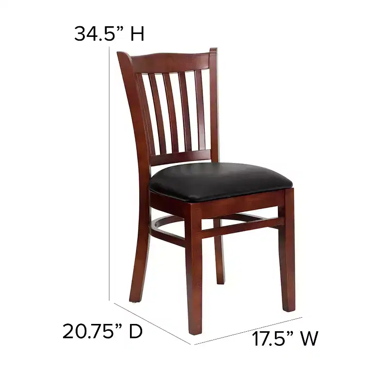 Vertical Slat Back Wooden Restaurant Chair