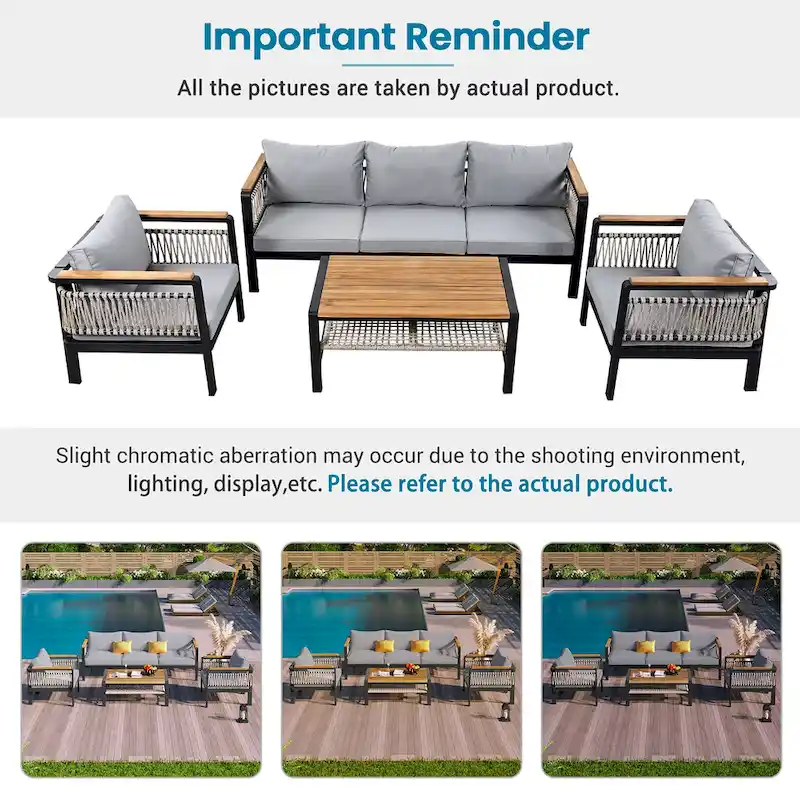 4-Pieces Patio Seating Group with Cushions & 1 Coffee Table