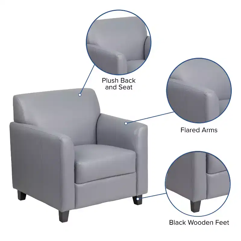 Emma and Oliver Leather Chair with Clean Line Stitched Frame
