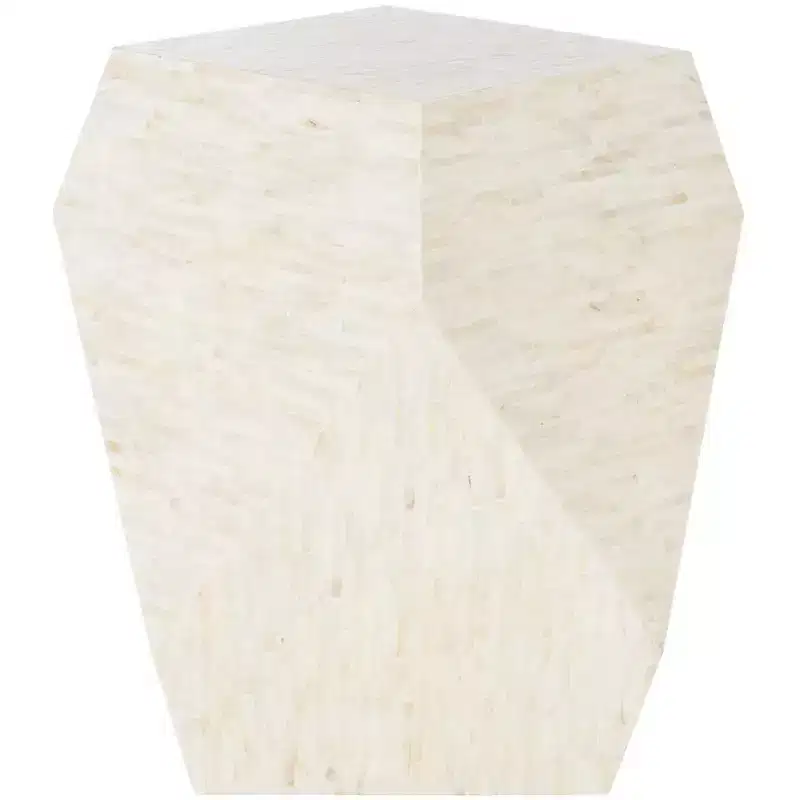 Mosaic Geometric Side Table, Multi/Light Beige, Contemporary, 19.7