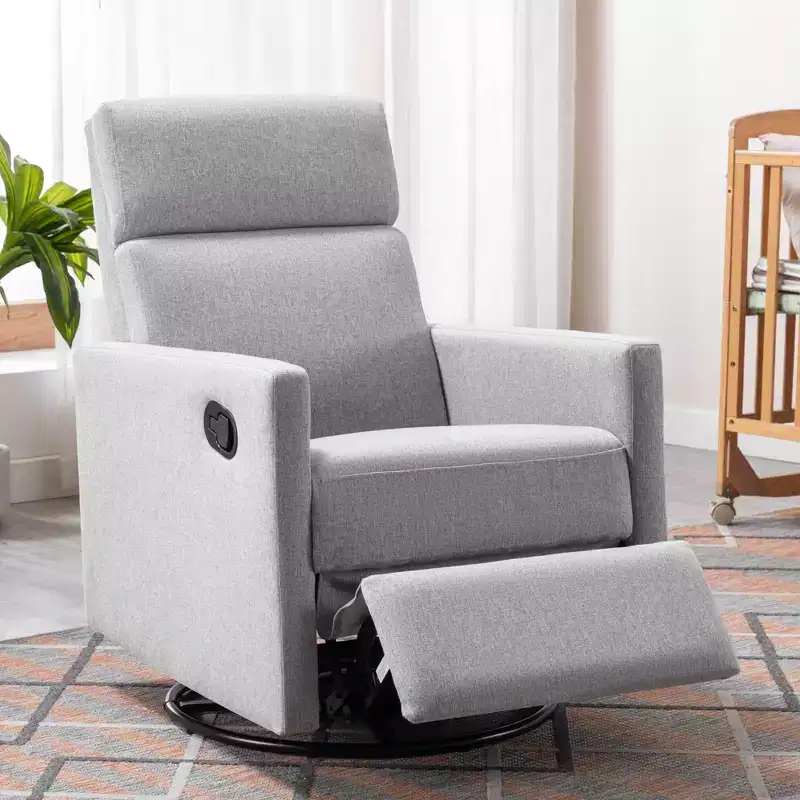 GDFStudio Peggy Modern Upholstered Rocker Nursery Chair with Plush Glider Swivel and Adjustable Recline