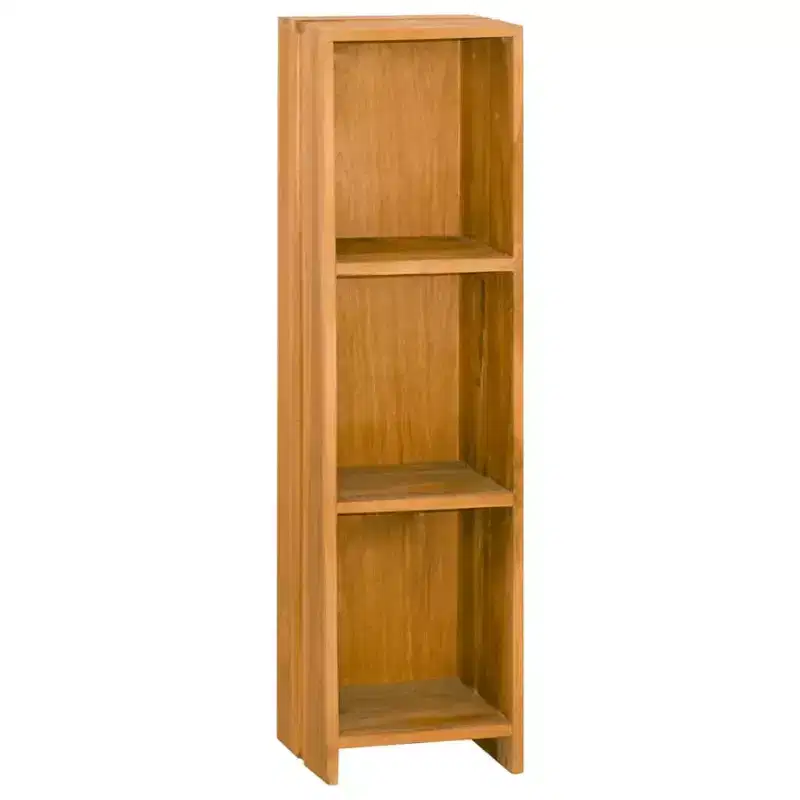 Brown Solid Teak Wood 4-Shelf Bookcase, Retro Style, 2-Person Assembly, 11.8×11.8×43.3 in