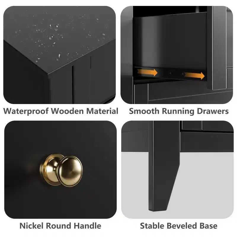 GustoWave 6 Drawer Dresser, Modern Chest of Drawers with Round Handle and Sturdy Leg