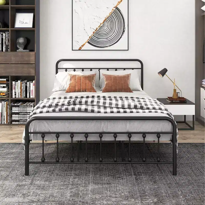 Bronte Modern Metal Platform Bed Frame with Headboard, Footboard and Under Bed Storage