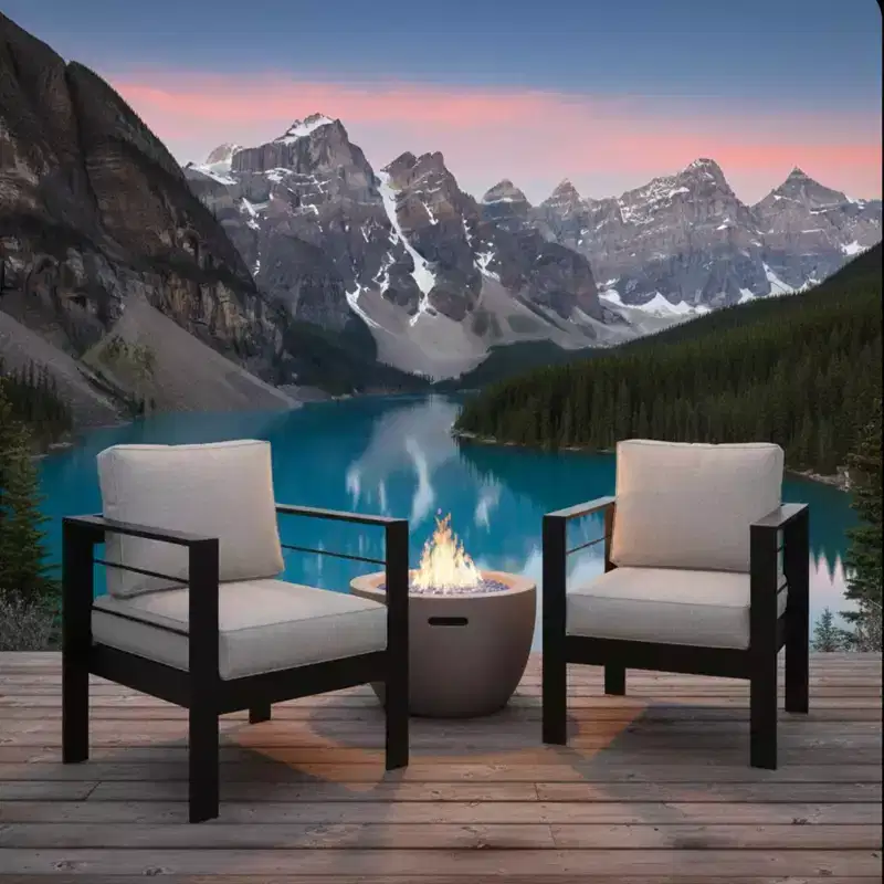 2-Pack 28 All-Weather Aluminum Patio Armchairs with Thick Cushions