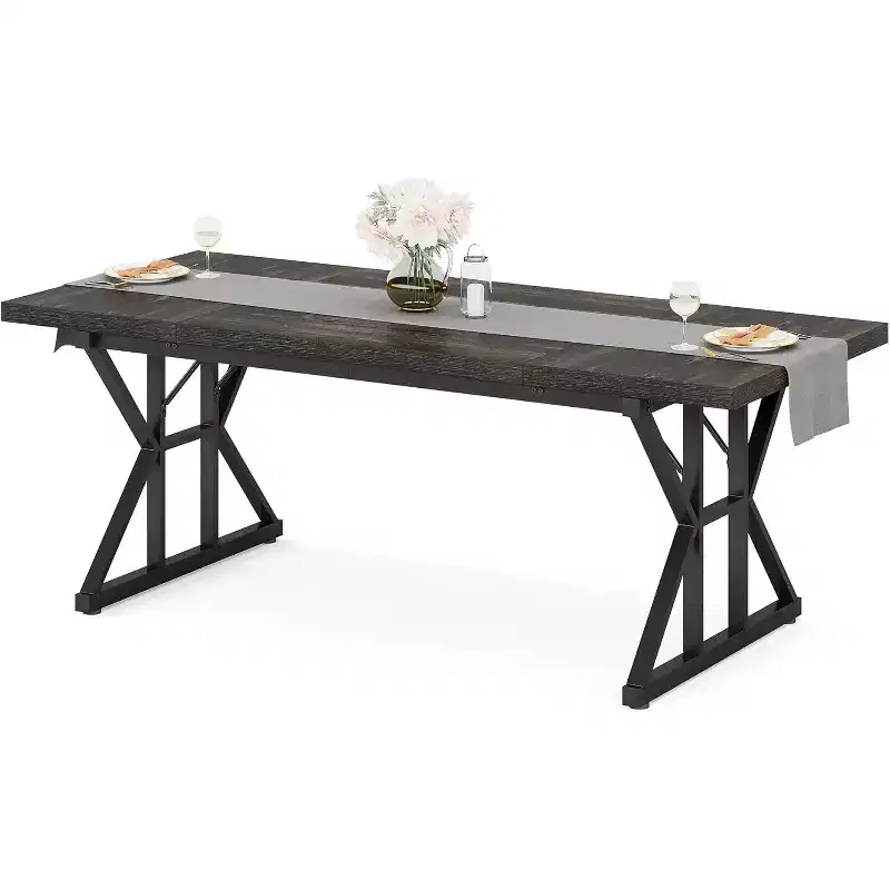 Lantine 70.86-Inch Rectangular Wood Dining Table for 6 People
