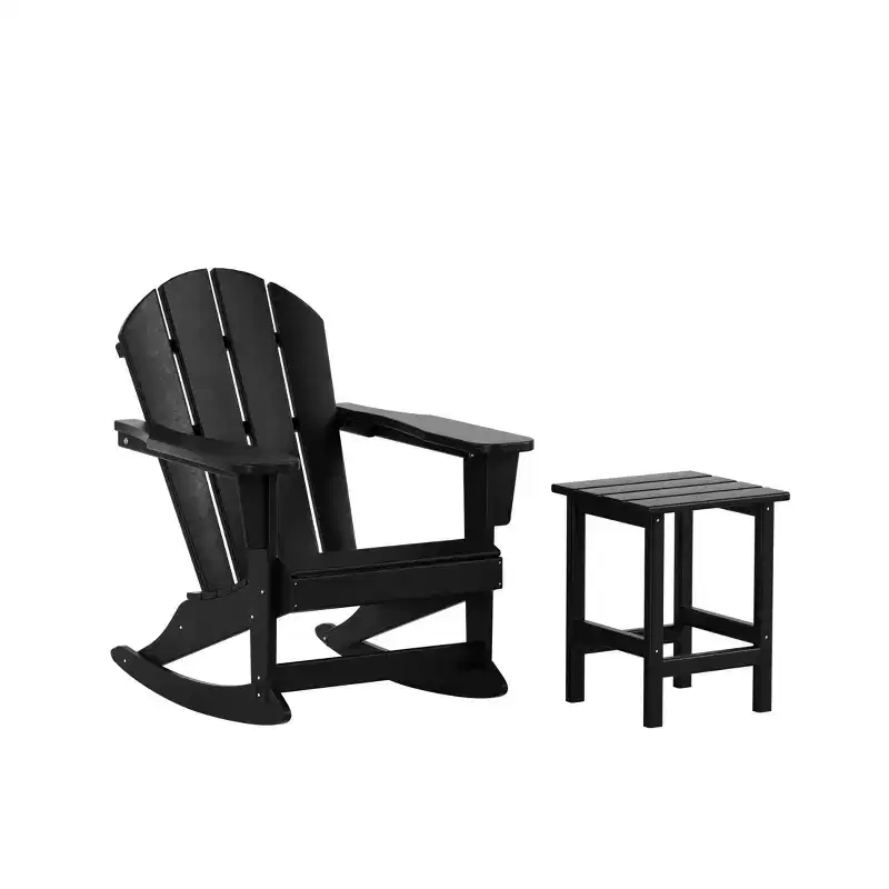 WestinTrends 2-Piece Set Outdoor Adirondack Rocking Chair with Side Table