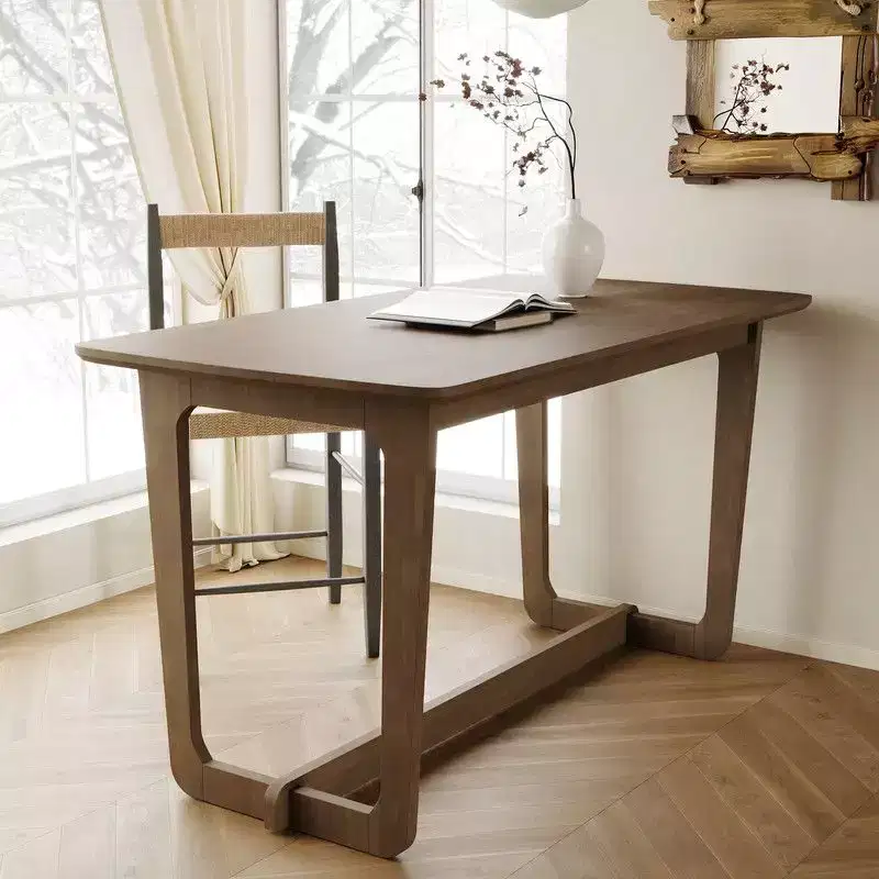 Classic Utility Rubber Wood Desk with Spacious Surface,Rustic Farmhouse Style Table,Versatile Home Table,Durable for Living Room/Study/Bedroom