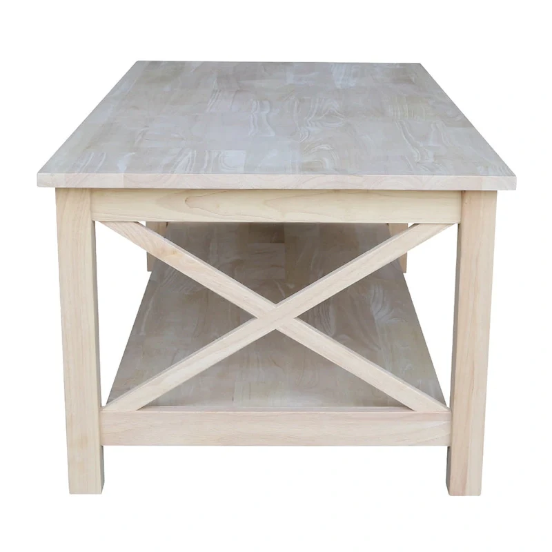 Solid Hardwood Coffee Table with Lower Shelf