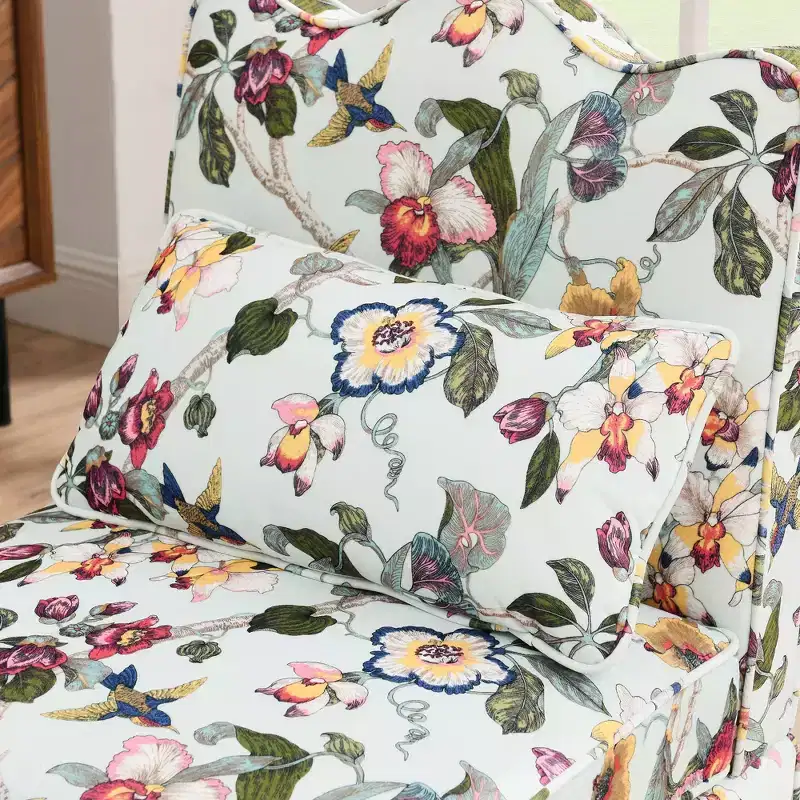 Flannel Single Dining Chair with Soft Cushion, Backrest & Matching Waist Pillow – No Armrests