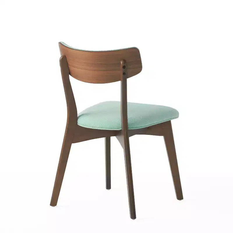 Mid-Century Modern Wood Fabric Upholstered 5 Piece Dining Set