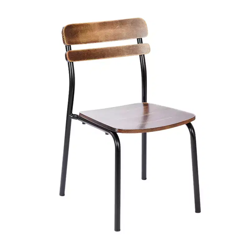 Emma and Oliver Dining Chair with Metal Frame and Solid Wood Seat and Back with Antique Finish