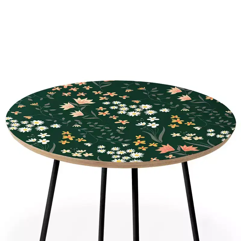 Round Meadow Flowers Theme Side Table