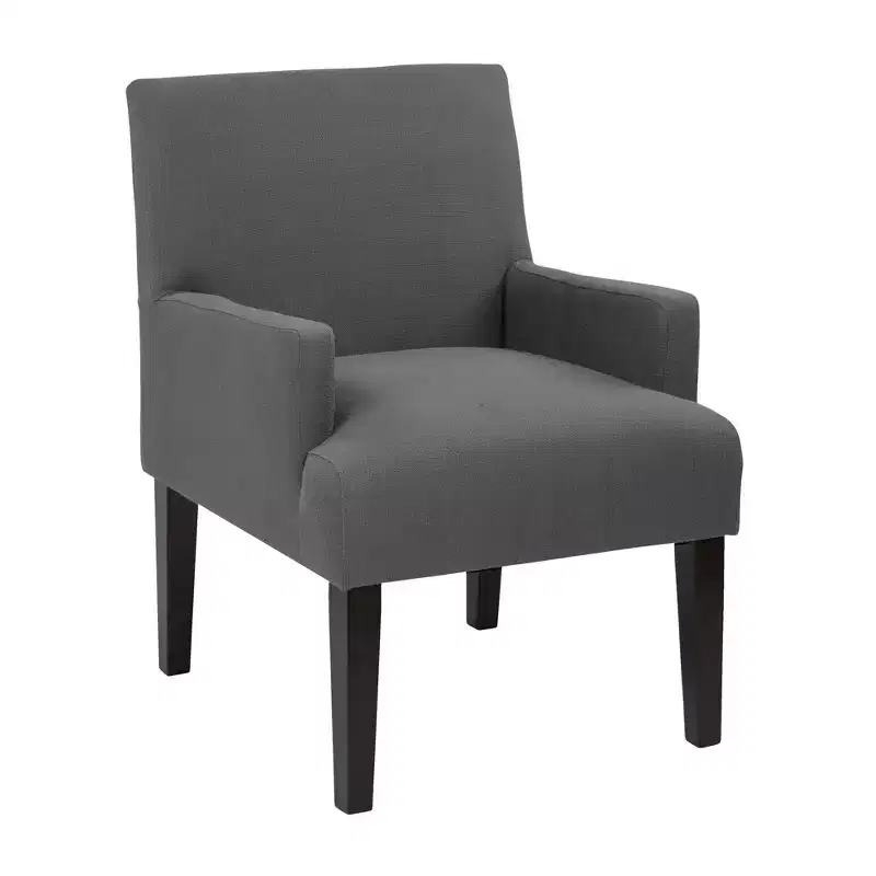 Upholstered Guest Chair with Box Spring Seat and Solid Wood Legs