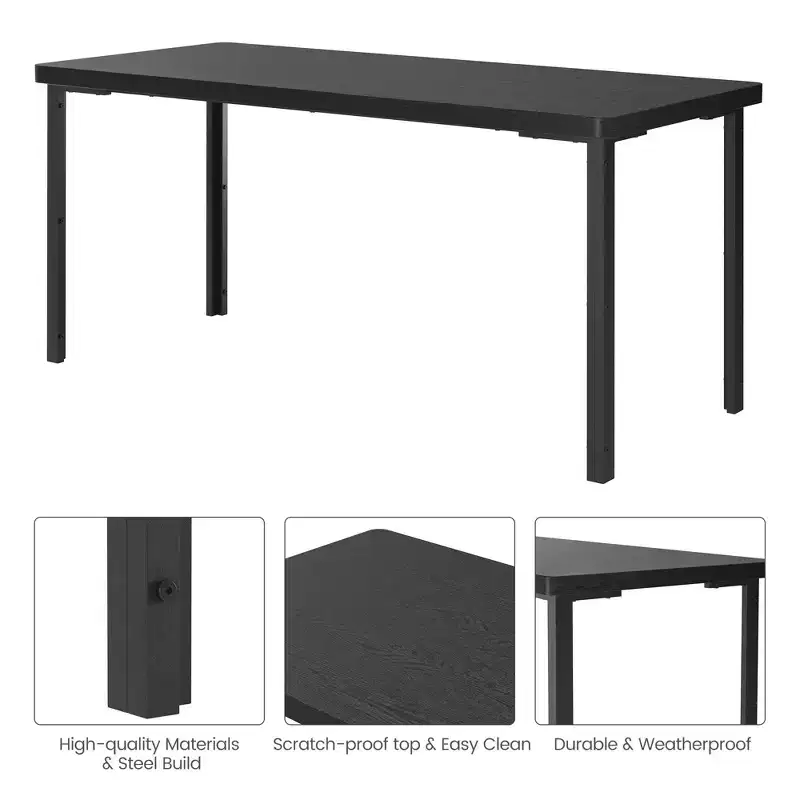 Kitchen Table with 2 Benches, with Metal Frame