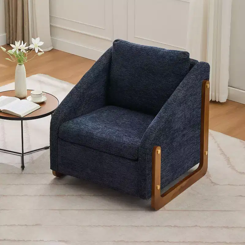 Modern Accent Chair with Chenille Upholstery & Wooden Frame for Bedroom & Living Room