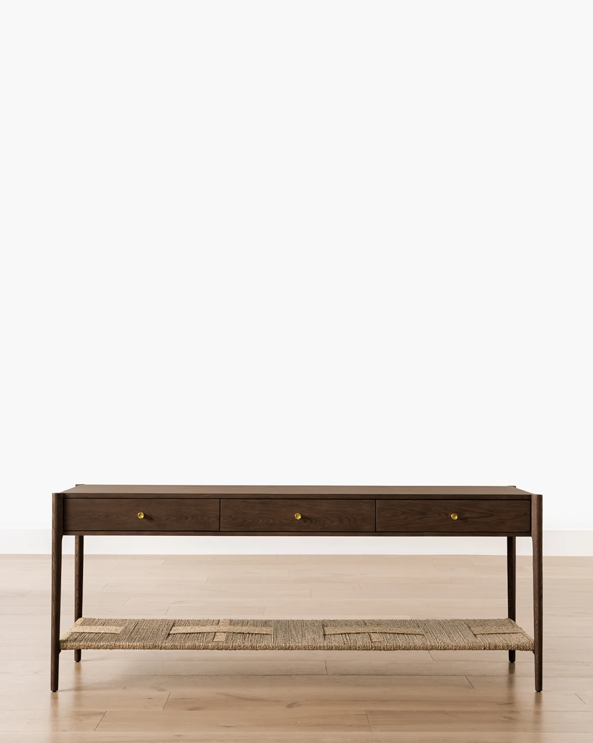 Modern Walnut Oak Console Table with Warm Finish for Living Room