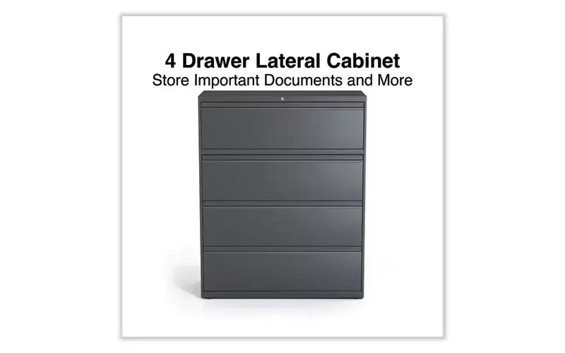 Alera Lateral File, 4 Legal/Letter/A4/A5-Size File Drawers, Charcoal, 42 x 18.63 x 52.5