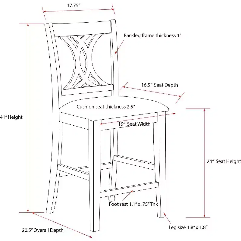 Counter Height Dining Stools Set of 2 Wash White Wood X-Back Gray Upholstered Seat