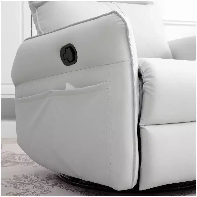 Rocking Recliner Chair with Side Pockets, 360° Swivel & Reclining, Supports 330 lbs – Light Gray