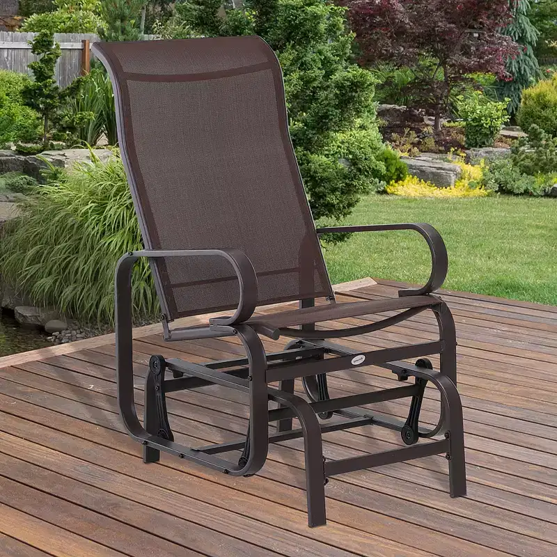 Gliding Lounger Chair, Single Rocker with Lightweight Metal & Mesh Construction
