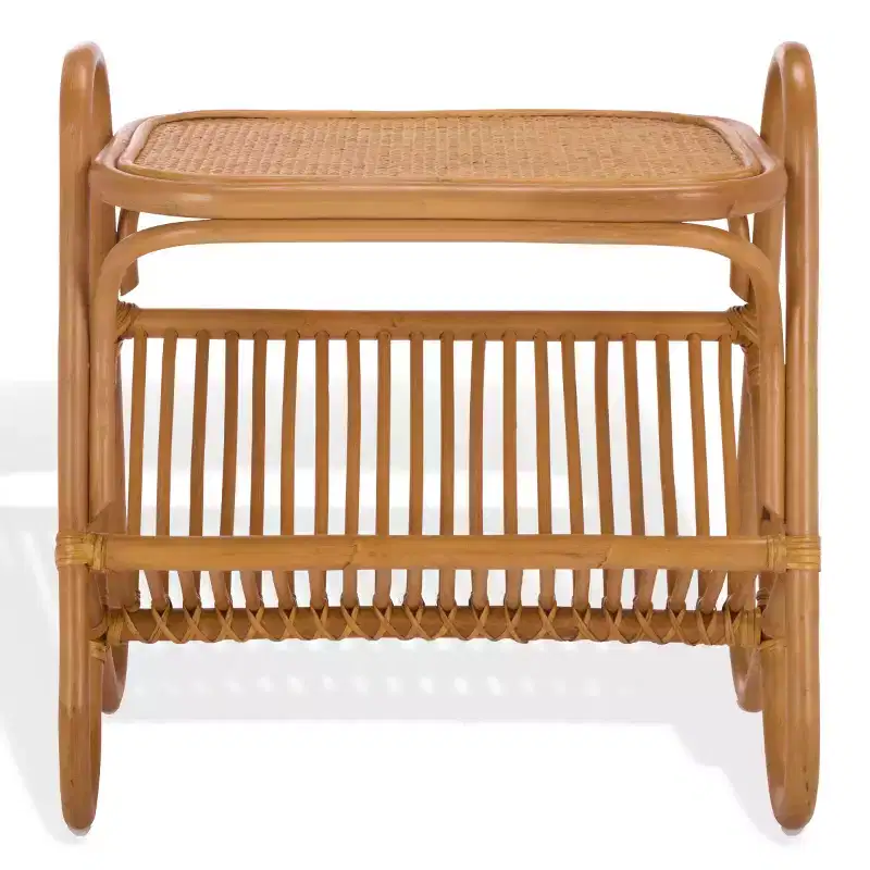 Rattan Pole Magazine Holder Accent Table, Natural