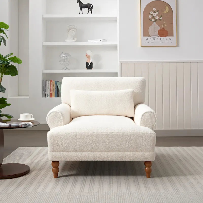 Modern 37.8 Velvet Accent chair with Ergonomic Lumbar Support and Vintage Roman Column Legs