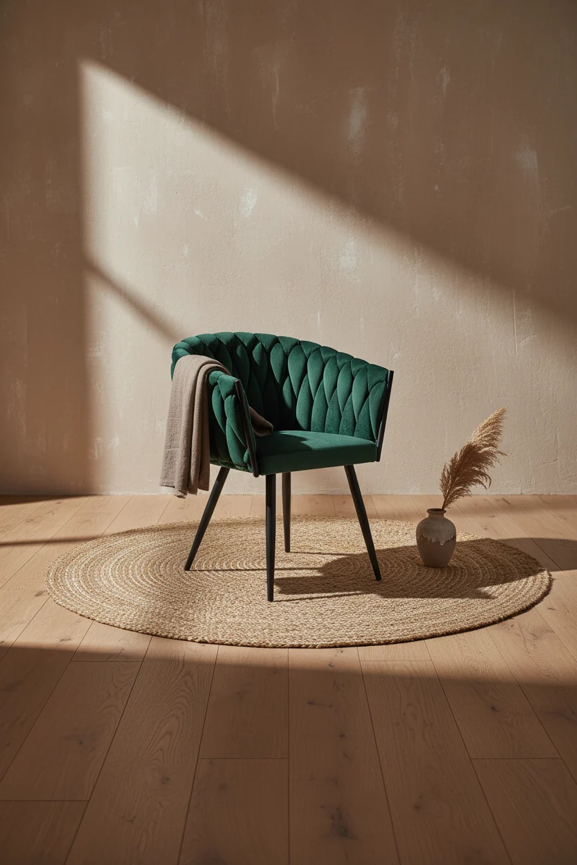 Accent Dining Arm Chair, Green Velvet