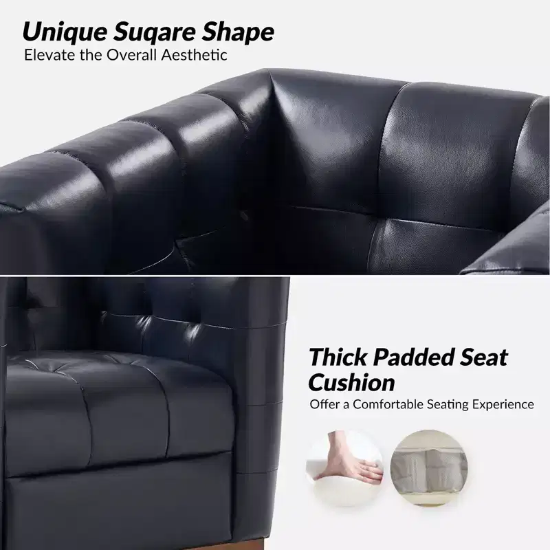Frankie Modern Genuine Leather Swivel Club Chair| HULALA HOME